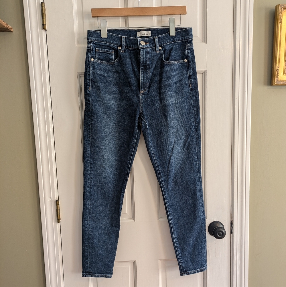 LOFT Women's High-Rise Dark Blue Slim Jeans
